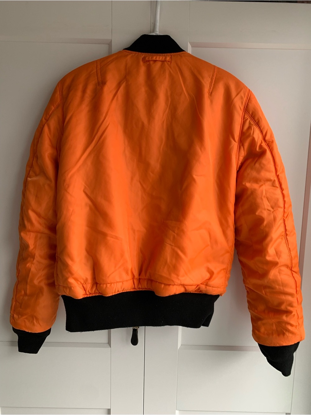 Alpha Industries Black Bomber Jacket with Orange Lining size Small - Picture 7 of 11